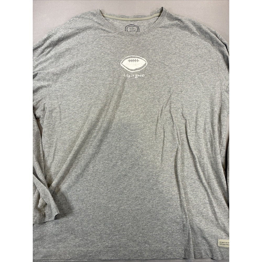 Life Is‎ Good Football Men's Gray Long Sleeve T-Shirt Size XXL